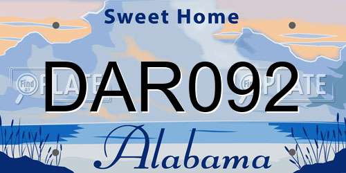 DAR092 Alabama License Plate