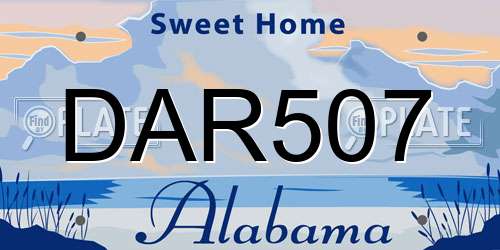 DAR507 Alabama License Plate