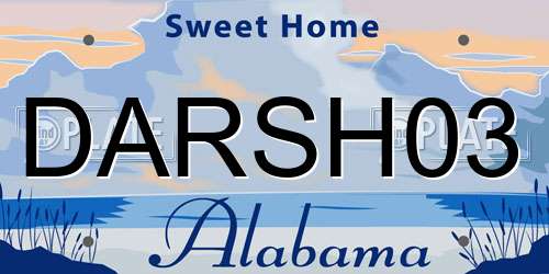 DARSH03 Alabama License Plate