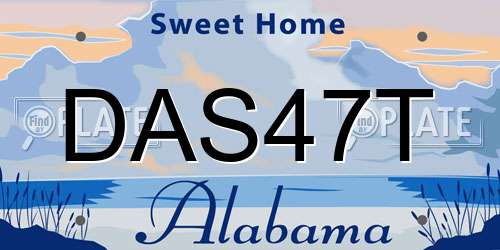 DAS47T Alabama License Plate