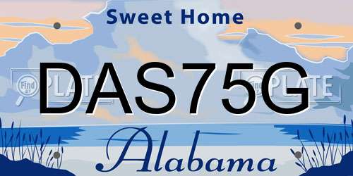 DAS75G Alabama License Plate