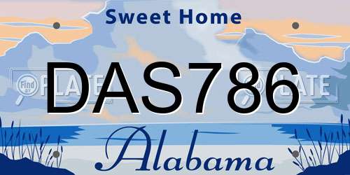 DAS786 Alabama License Plate