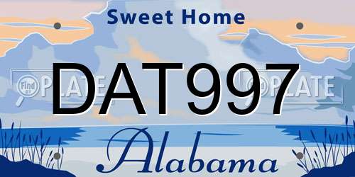 DAT997 Alabama License Plate