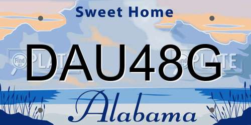 DAU48G Alabama License Plate