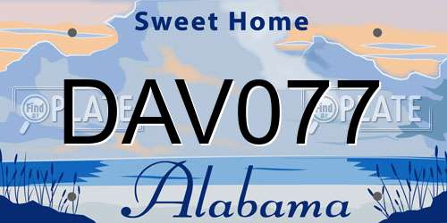 DAV077 Alabama License Plate