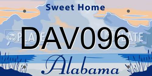 DAV096 Alabama License Plate