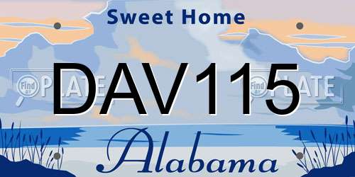 DAV115 Alabama License Plate