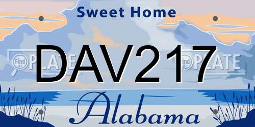 DAV217 Alabama License Plate