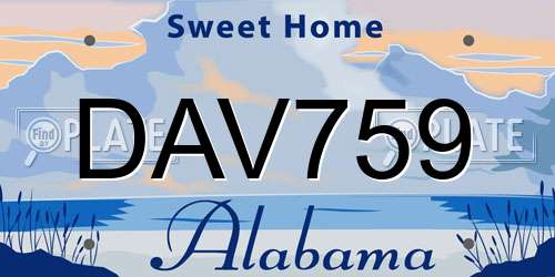 DAV759 Alabama License Plate