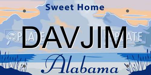 DAVJIM Alabama License Plate