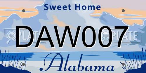 DAW007 Alabama License Plate