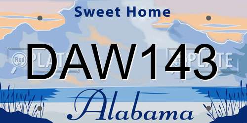 DAW143 Alabama License Plate