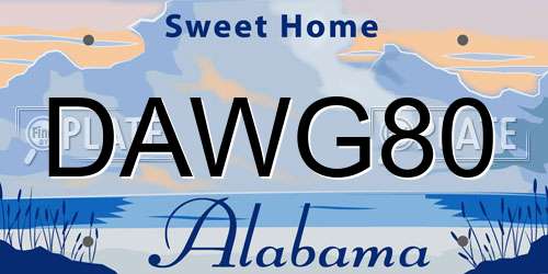 DAWG80 Alabama License Plate