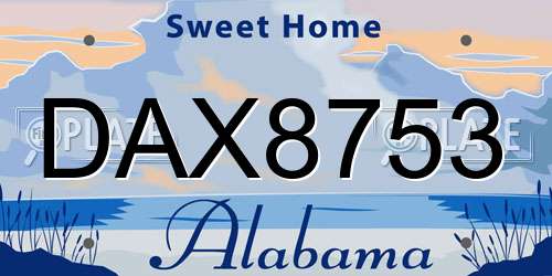 DAX8753 Alabama License Plate