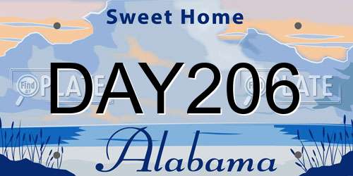 DAY206 Alabama License Plate