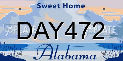 DAY472 Alabama License Plate