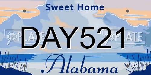 DAY521 Alabama License Plate