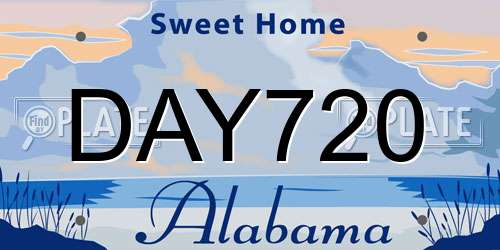 DAY720 Alabama License Plate