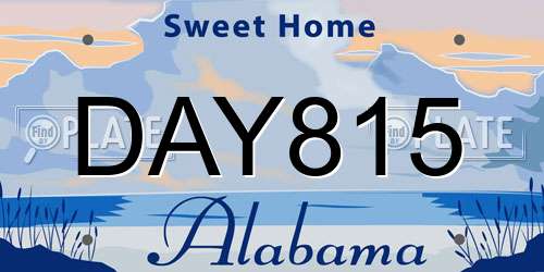 DAY815 Alabama License Plate