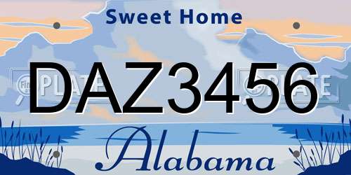 DAZ3456 Alabama License Plate