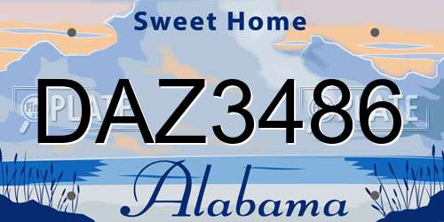 DAZ3486 Alabama License Plate