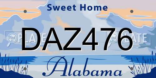 DAZ476 Alabama License Plate
