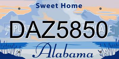 DAZ5850 Alabama License Plate