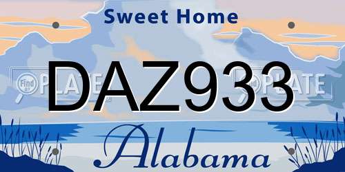 DAZ933 Alabama License Plate