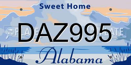 DAZ995 Alabama License Plate