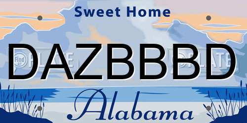 DAZBBBD Alabama License Plate