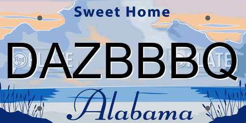 DAZBBBQ Alabama License Plate