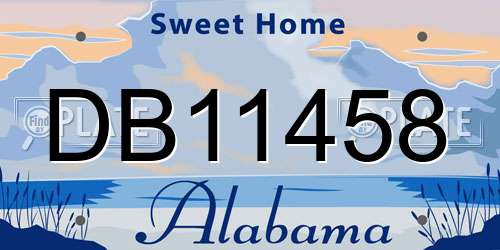 DB11458 Alabama License Plate