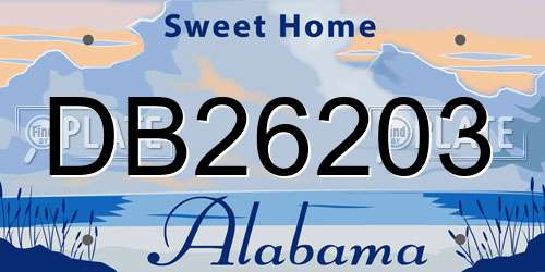 DB26203 Alabama License Plate