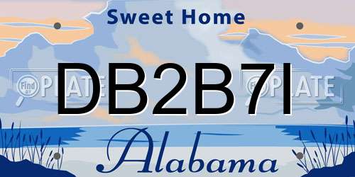 DB2B7I Alabama License Plate