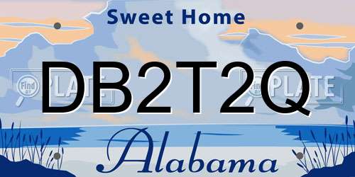 DB2T2Q Alabama License Plate