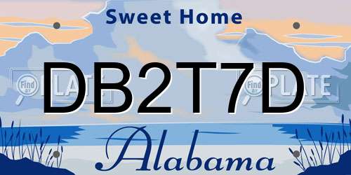 DB2T7D Alabama License Plate