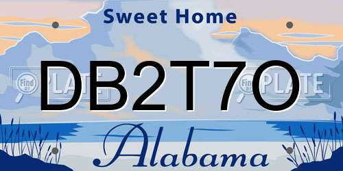 DB2T7O Alabama License Plate