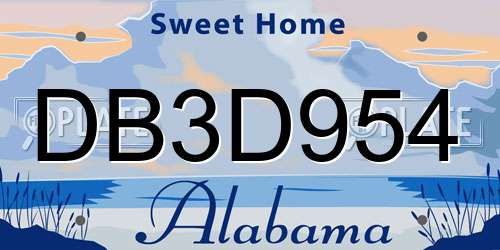 DB3D954 Alabama License Plate
