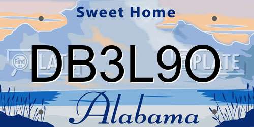 DB3L9O Alabama License Plate