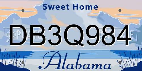 DB3Q984 Alabama License Plate