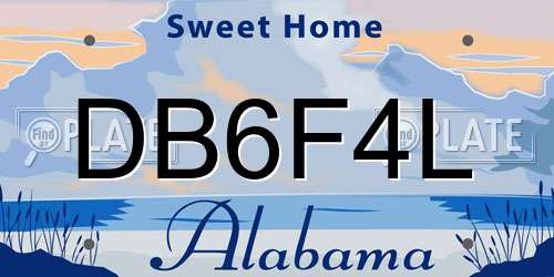 DB6F4L Alabama License Plate