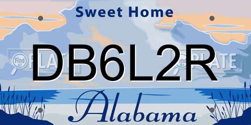 DB6L2R Alabama License Plate