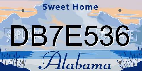 DB7E536 Alabama License Plate