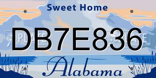 DB7E836 Alabama License Plate