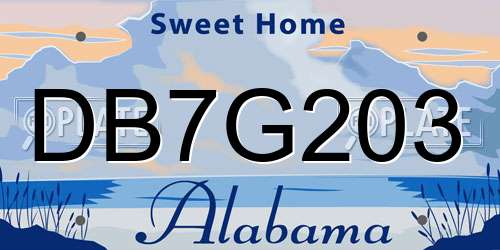 DB7G203 Alabama License Plate