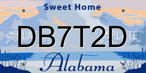 DB7T2D Alabama License Plate