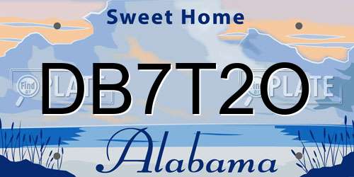 DB7T2O Alabama License Plate
