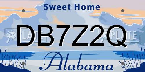 DB7Z2Q Alabama License Plate