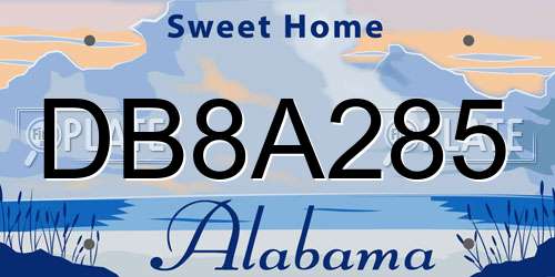 DB8A285 Alabama License Plate