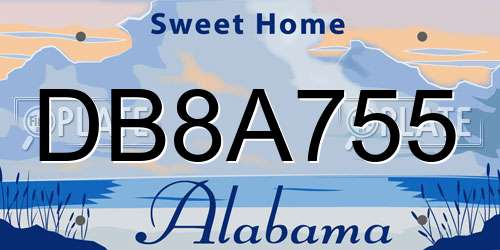 DB8A755 Alabama License Plate
